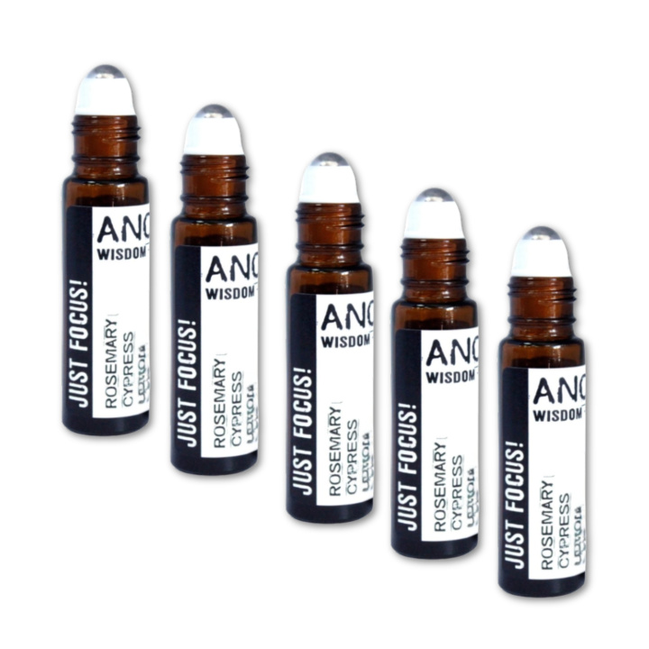 Just Focus Essential Oil Blend Roll On 10ml x 5 flasker i gruppen Hud & Kropp / Kropp / Parfyme hos Rawfoodshop Scandinavia AB (REBIUL-05-SET5)