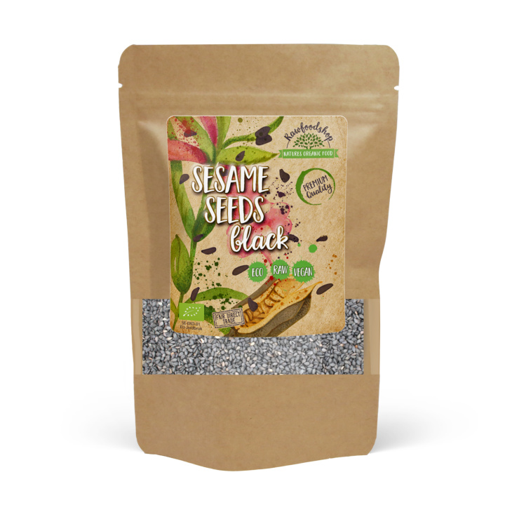Sesamfrø Svarte ØKO 500g i gruppen Råvarer & Drikke / Helsekost / Frø hos Rawfoodshop Scandinavia AB (RFRO100588E-05)
