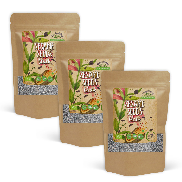 Sesamfrø Svarte ØKO 500g x 3 pakker i gruppen Råvarer & Drikke / Helsekost / Frø hos Rawfoodshop Scandinavia AB (RFRO100588E05-SET3)
