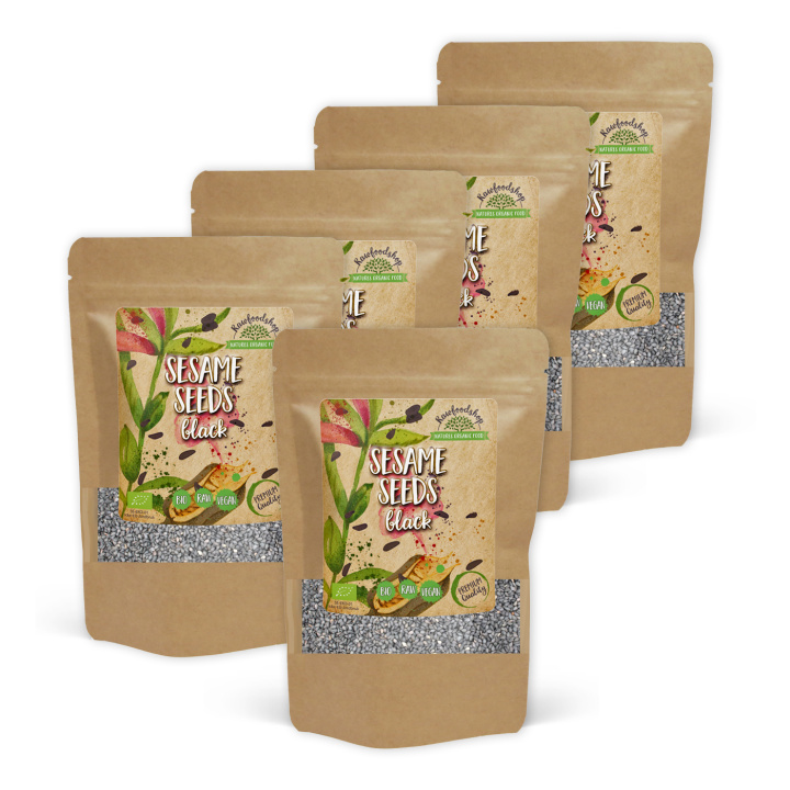 Sesamfrø Svarte ØKO 500g x 5 pakker i gruppen Råvarer & Drikke / Helsekost / Frø hos Rawfoodshop Scandinavia AB (RFRO100588E05-SET5)