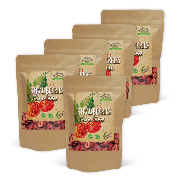 Jordbær Skiver 100g x 5 pakker i gruppen Råvarer & Drikke / Frukt og bær / Jordbær hos Rawfoodshop Scandinavia AB (RFRU100494E-SET5)