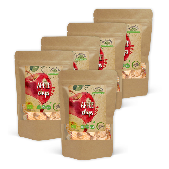 Eple Chips RAW ØKO 200g x 5 pakker i gruppen Råvarer & Drikke / Frukt og bær / Eple hos Rawfoodshop Scandinavia AB (RFRU200636E-SET5)