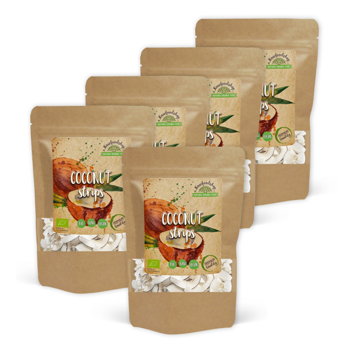 Kokosnøtt i strips ØKO 500g x 5 pakker i gruppen Råvarer & Drikke / Nøtter / Kokosnøtt hos Rawfoodshop Scandinavia AB (RNOT500414E-SET5)