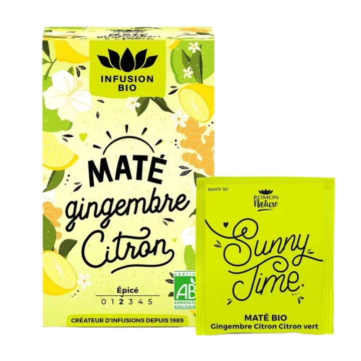 Te Maté Ingefær & Sitron Infusjon ØKO 16 x 1,7g i gruppen Råvarer & Drikke / Drikkevarer / Te hos Rawfoodshop Scandinavia AB (RNP0205)