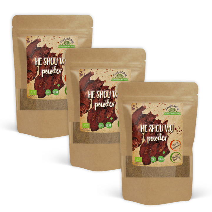 He Shou Wu Pulver ØKO 125g x 3 pakker i gruppen Kosttilskudd / Urter & Planter / Urter hos Rawfoodshop Scandinavia AB (RPUL100169E-SET3)