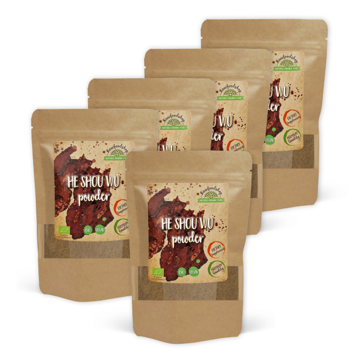 He Shou Wu Pulver ØKO 125g x 5 pakker i gruppen Kosttilskudd / Urter & Planter / Urter hos Rawfoodshop Scandinavia AB (RPUL100169E-SET5)