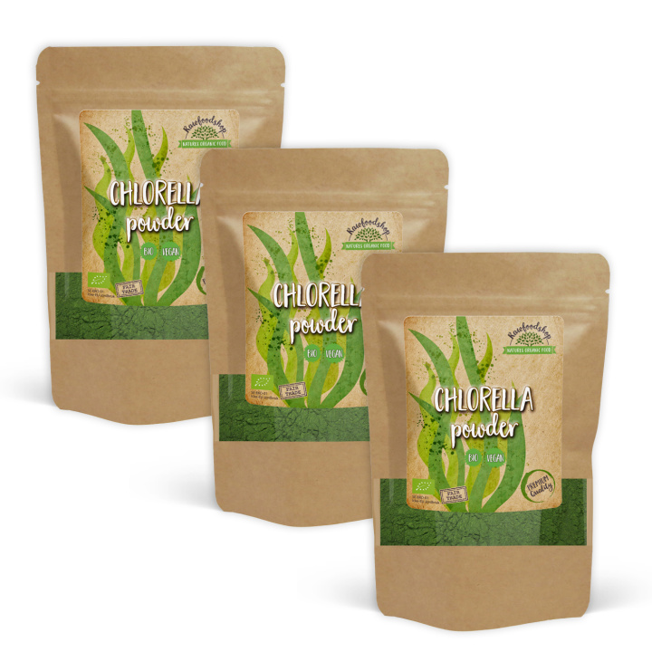 Chlorella Pulver ØKO 250g x 3 pakker i gruppen Råvarer & Drikke / Helsekost / Chlorellapulver hos Rawfoodshop Scandinavia AB (RPUL250630E-SET3)