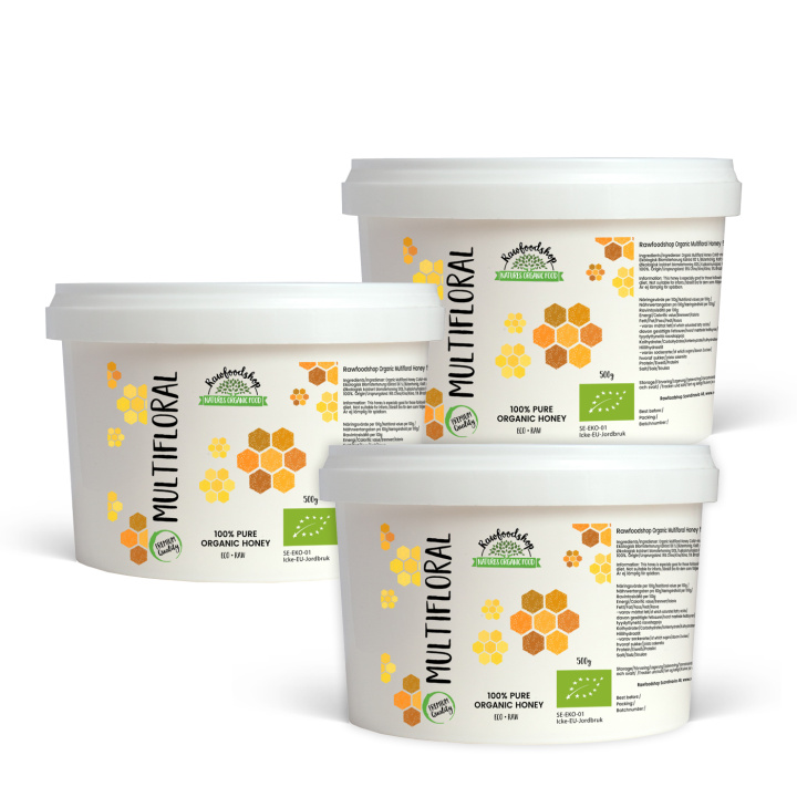 Blomsterhonning Kaldrørt ØKO 500g x 3 pakker i gruppen Råvarer & Drikke / Baking / Honning hos Rawfoodshop Scandinavia AB (RSOT350393E5-SET3)