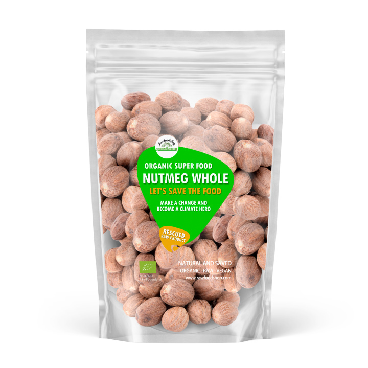 Muskatnøtt Hel ØKO 100g i gruppen Råvarer & Drikke / Spiskammer / Krydder & Salt hos Rawfoodshop Scandinavia AB (SF2345311)