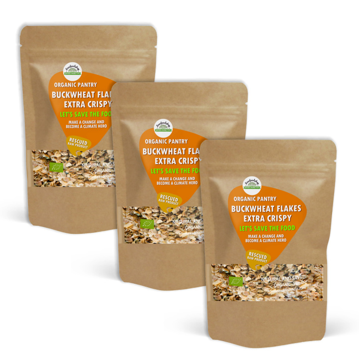 Bokhvete flakes Sprø ØKO 500g x 3 pakker i gruppen Råvarer & Drikke / Baking / Korn og flak hos Rawfoodshop Scandinavia AB (SFBFK205-SET3)
