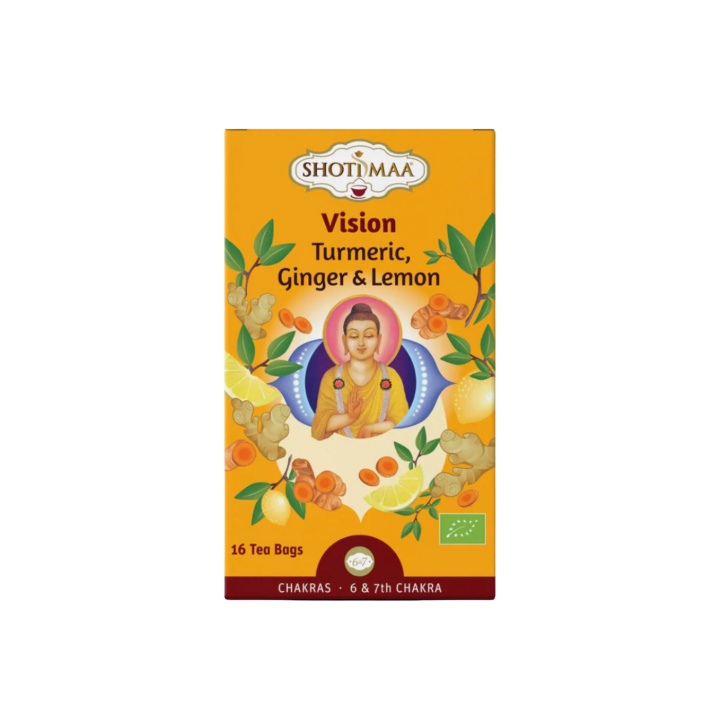 Gurkemeie, Ingefær & Sitron Urtete ØKO 16 x 2g i gruppen Råvarer & Drikke / Drikkevarer / Te hos Rawfoodshop Scandinavia AB (SKU-416)