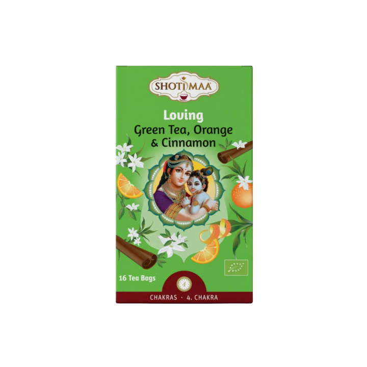 Grønn te, Appelsin & Kanel Urtete ØKO 16 x 2g i gruppen Råvarer & Drikke / Drikkevarer / Te hos Rawfoodshop Scandinavia AB (SKU-457)