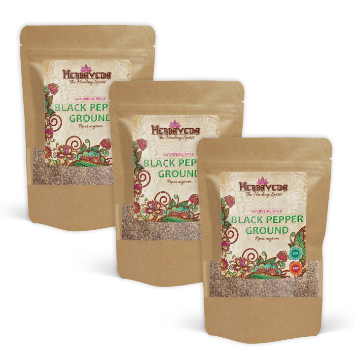 Svart pepper Malt ØKO 100g x 3 pakker i gruppen Råvarer & Drikke / Spiskammer / Krydder & Salt hos Rawfoodshop Scandinavia AB (SPM10-SET3)