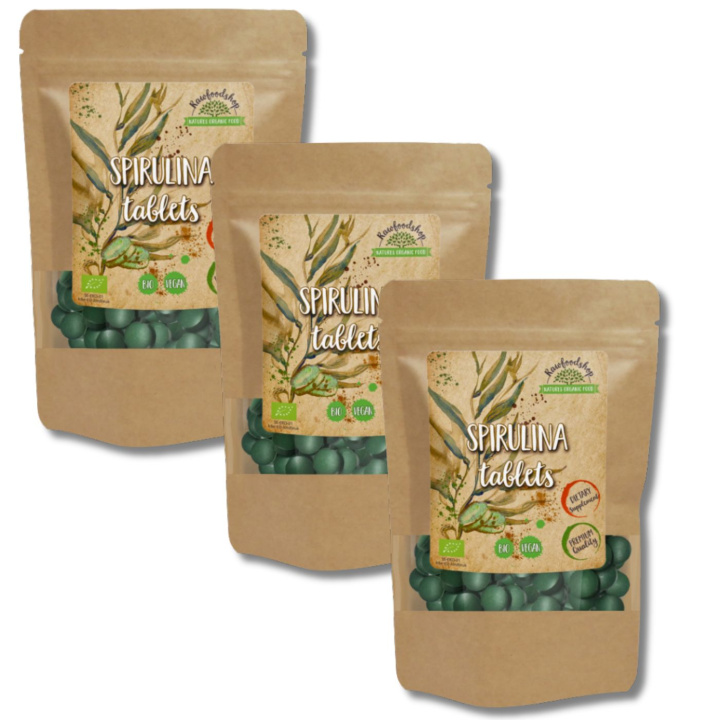 Spirulina Tabletter ØKO 125g x 3 pakker i gruppen Kosttilskudd / Urter & Planter / Algetilskudd hos Rawfoodshop Scandinavia AB (SPT10-SET3)