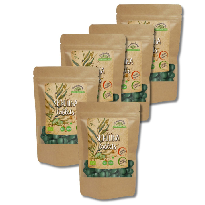 Spirulina Tabletter ØKO 125g x 5 pakker i gruppen Kosttilskudd / Urter & Planter / Algetilskudd hos Rawfoodshop Scandinavia AB (SPT10-SET5)