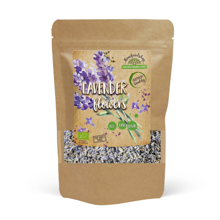 Lavendelblomster ØKO 50g i gruppen Råvarer & Drikke / Baking / Spiselige blomster hos Rawfoodshop Scandinavia AB (TE0019)