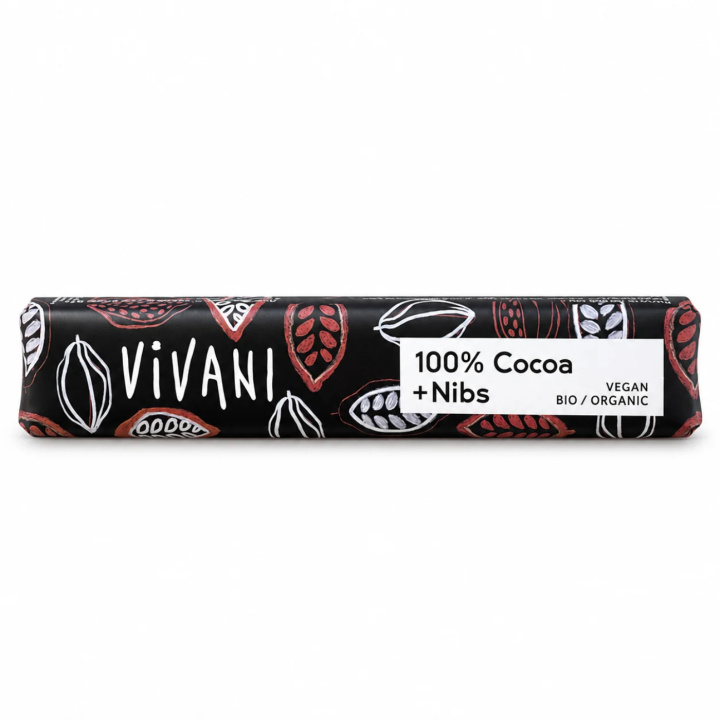 Vivani Sjokolade 100% & Kakaonibs ØKO 25g i gruppen Råvarer & Drikke / Godteri og sjokolade / Sjokolade og bars hos Rawfoodshop Scandinavia AB (VIV786452)
