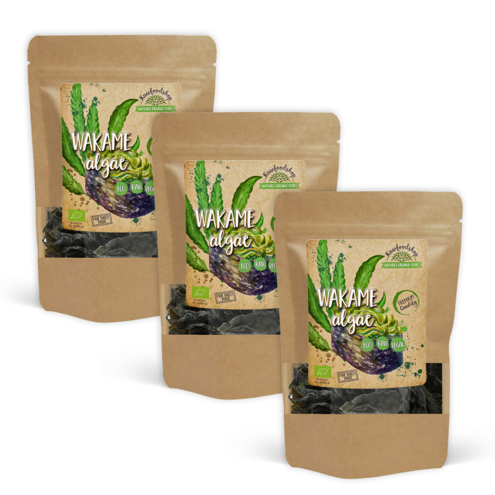 Wakame Alger ØKO 125g x 3 pakettia i gruppen Råvarer & Drikke / Helsekost / Alger & Tang hos Rawfoodshop Scandinavia AB (WAKAME01-SET3)