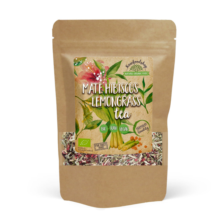 Hibiskus & Sitrongress Maté-te ØKO 70 g i gruppen Råvarer & Drikke / Drikkevarer / Te hos Rawfoodshop Scandinavia AB (YM100470)