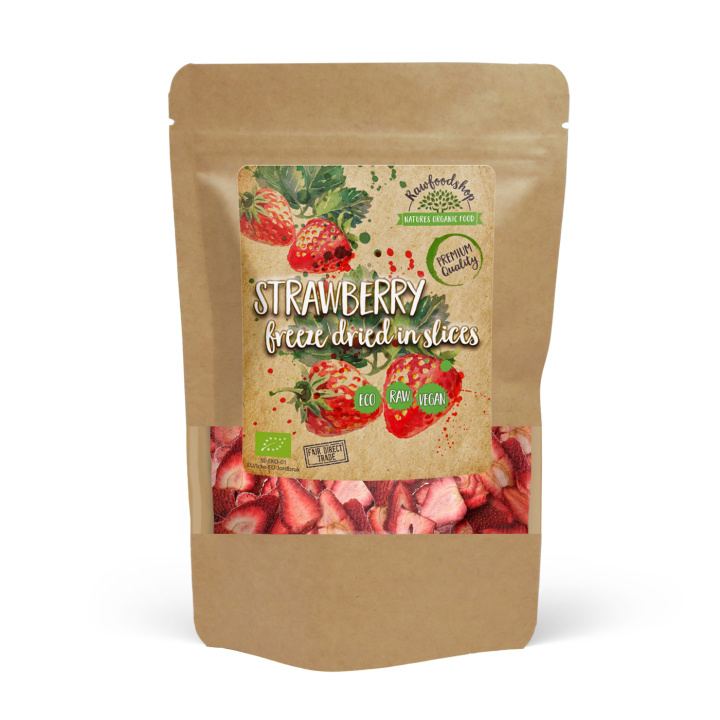 Jordbær Frysetørkede Skiver ØKO 250g i gruppen Råvarer & Drikke / Frukt og bær / Jordbær hos Rawfoodshop Scandinavia AB (ZFN0263-250)
