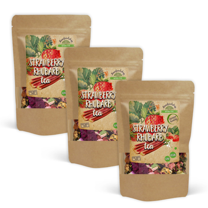 Jordbær- og Rabarbrate 100g x 3 pakker i gruppen Råvarer & Drikke / Drikkevarer / Te hos Rawfoodshop Scandinavia AB (ZFN0267051-SET3)